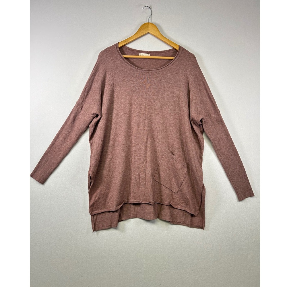 Altar'd State Sweater Womens M/L Mauve Pink Oversized Pocket High Low T2270